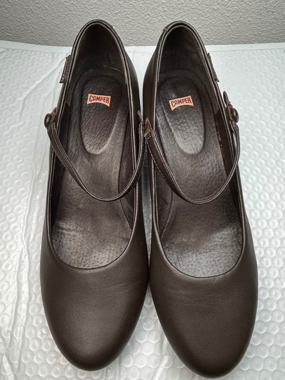 Share Camper Helena Mary Jane Pump Women's EU 38 US 7.5 Dark Brown Round Toe Hee